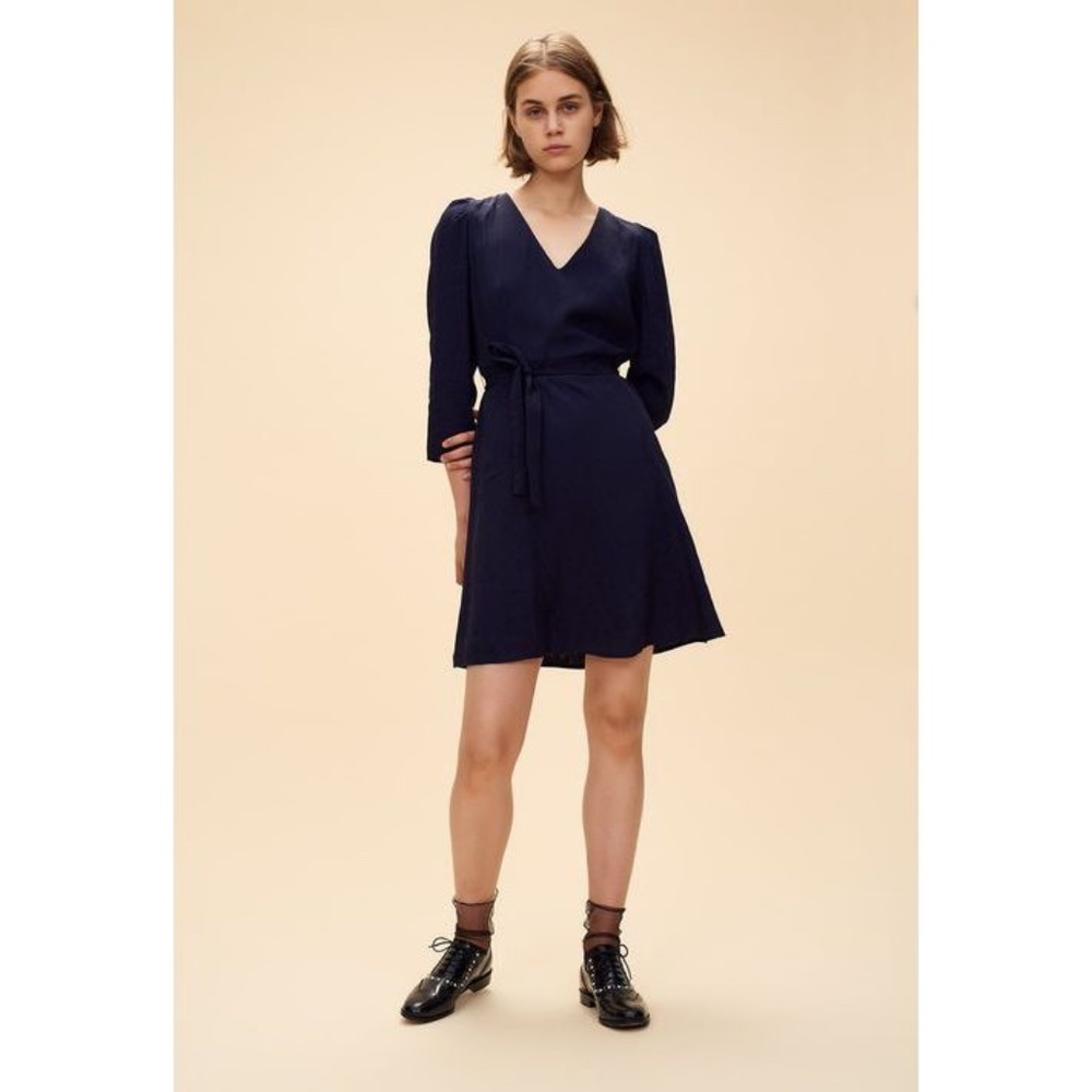 🇫🇷 Navy Women's Dress with Waist Tie